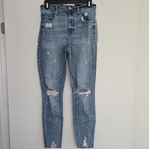 Garage Light Blue High Rise Distressed Skinny Jeans